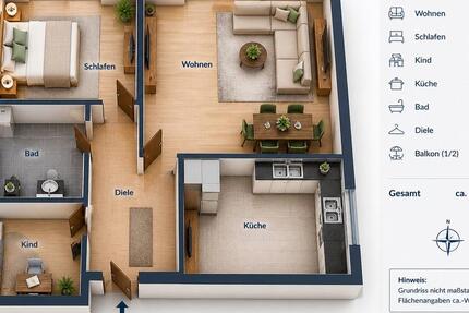 Wohnung Bergkamen - 3 Zimmer, 82 m&sup2;, 700&euro; | Angebot:26414779