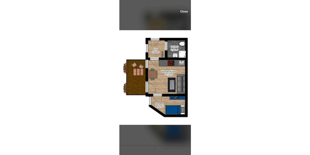 Erdgeschoßwohnung Magdeburg - 1.5 Zimmer, 46 m&sup2;, 375&euro; | Angebot:25268275