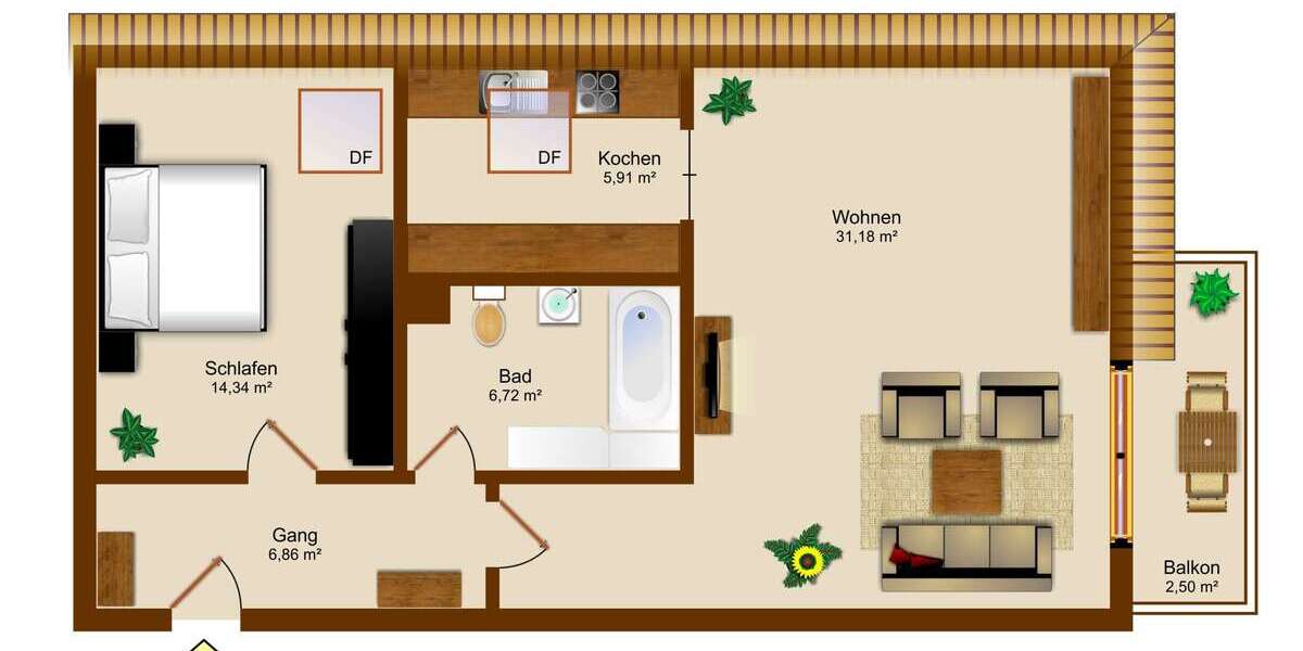 Etagenwohnung Neumarkt-Sankt Veit Sankt Veit - 2 Zimmer, 63 m&sup2;, 585&euro; | Angebot:26566992