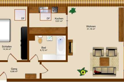Wohnung Neumarkt-Sankt Veit Sankt Veit - 2 Zimmer, 63 m&sup2;, 585&euro; | Angebot:26566992
