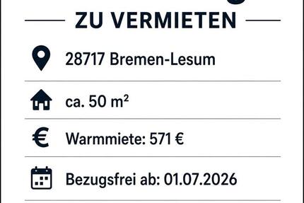 Wohnung Bremen Burglesum - 3 Zimmer, 50 m&sup2;, 571&euro; | Angebot:26698415
