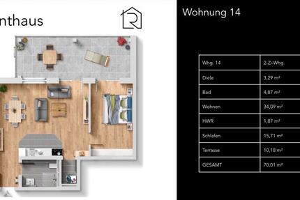 Wohnung Hargesheim - 2 Zimmer, 70 m&sup2;, 1.350&euro; | Angebot:24677630