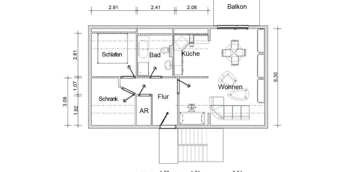 Dachgeschoßwohnung Dessau-Roßlau Brambach - 2.5 Zimmer, 60 m&sup2;, 380&euro; | Angebot:25144506