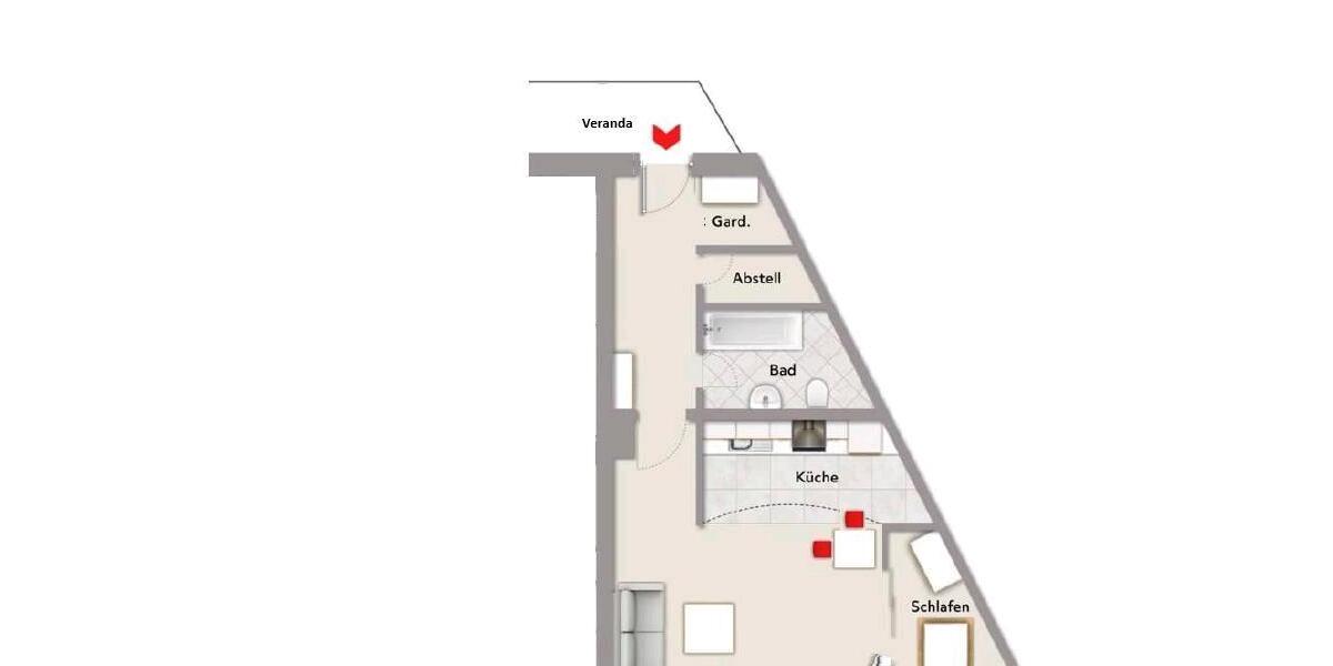 Erdgeschoßwohnung Würselen - 1.5 Zimmer, 45 m&sup2;, 635&euro; | Angebot:25936418