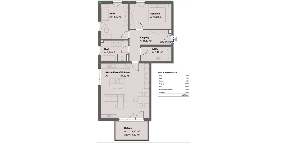 Etagenwohnung Bad Griesbach i.Rottal Griesbach - 3 Zimmer, 96 m&sup2;, 1.095&euro; | Angebot:25732301