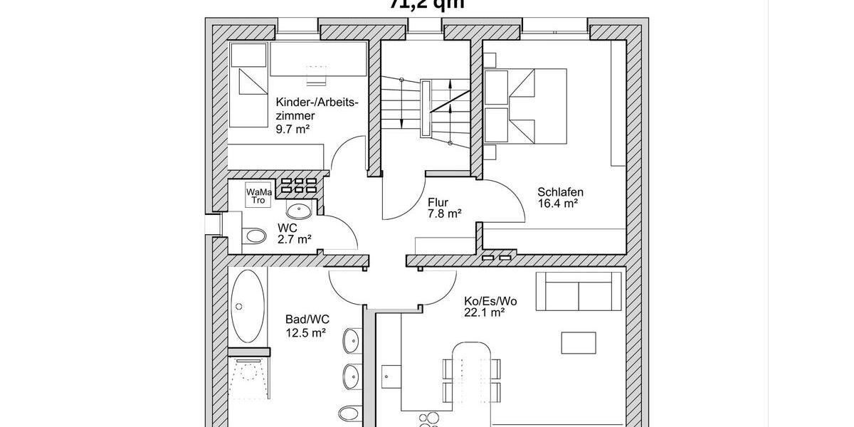 Erdgeschoßwohnung Am Mellensee - 3 Zimmer, 71 m&sup2;, 950&euro; | Angebot:25418221