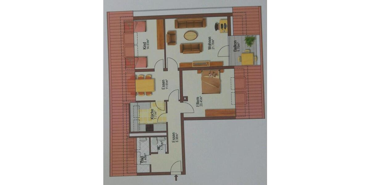 Dachgeschoßwohnung Wangen im Allgäu - 4 Zimmer, 86 m&sup2;, 680&euro; | Angebot:25262525