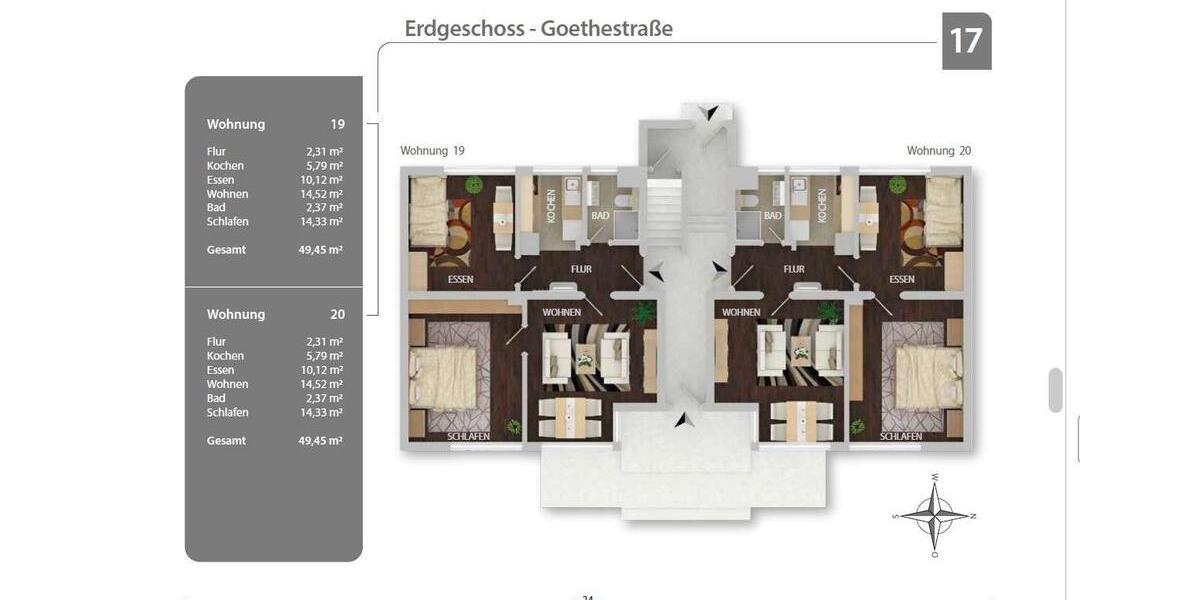 Erdgeschoßwohnung Zwenkau - 3 Zimmer, 49 m&sup2;, 450&euro; | Angebot:25883514