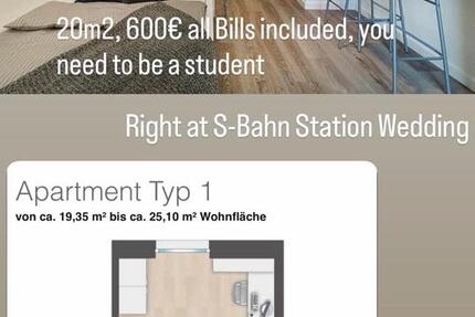 Wohnung Berlin Mitte - 1 Zimmer, 20 m&sup2;, 600&euro; | Angebot:27719055