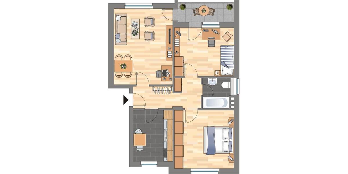 Erdgeschoßwohnung Bremen Blumenthal - 3 Zimmer, 66 m&sup2;, 526&euro; | Angebot:25230390