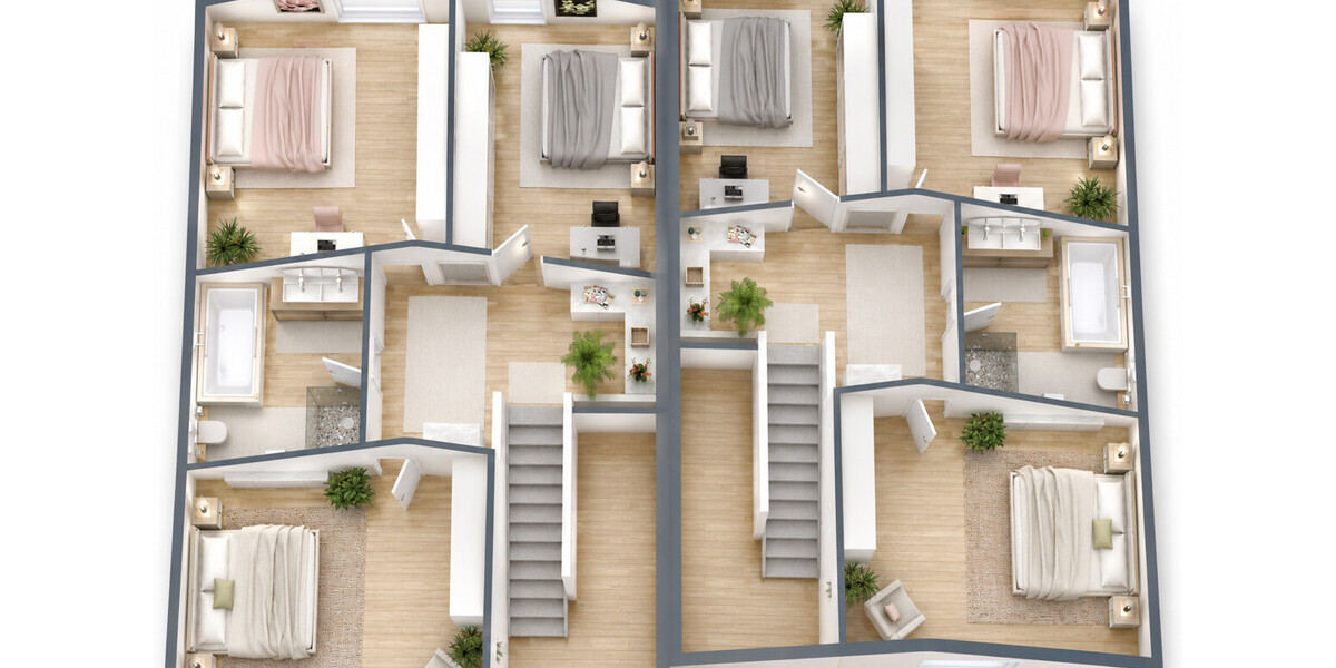 Zwei exklusive Neubau-Doppelhaushälften mit familienfreundlichem Wohnkonzept & Privatteich - Doppelhaushälfte Münster / Albachten Albachten | Angebot:26727481