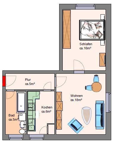 Etagenwohnung Meuselwitz - 2 Zimmer, 48 m&sup2;, 260&euro; | Angebot:26143769