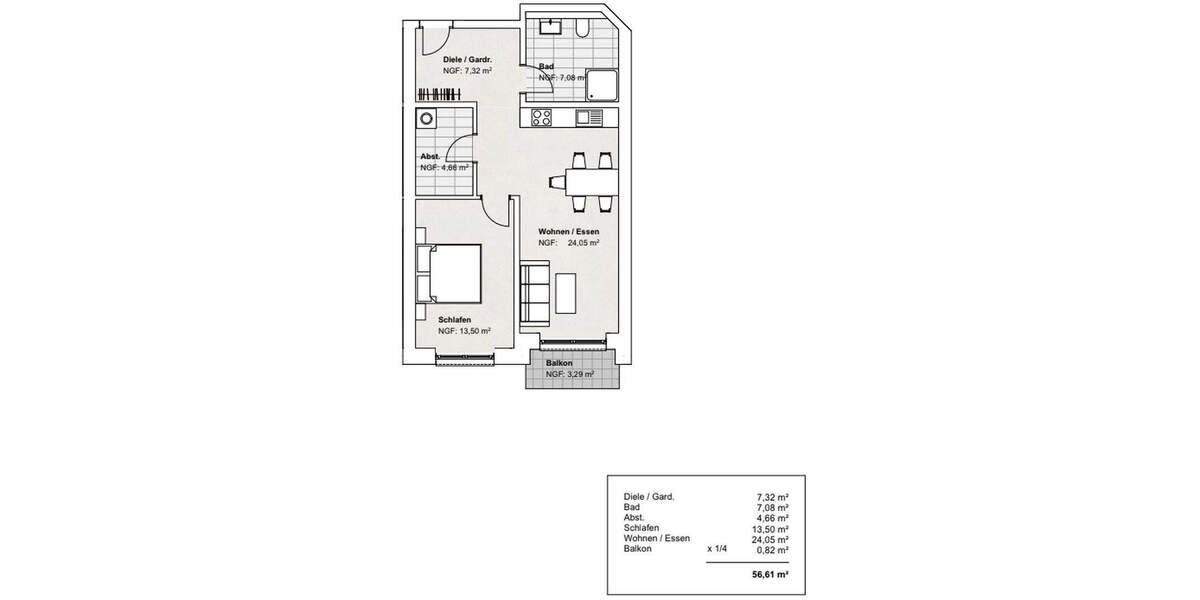 Etagenwohnung Wolfenbüttel Fümmelse - 2 Zimmer, 56 m&sup2;, 793&euro; | Angebot:25657398