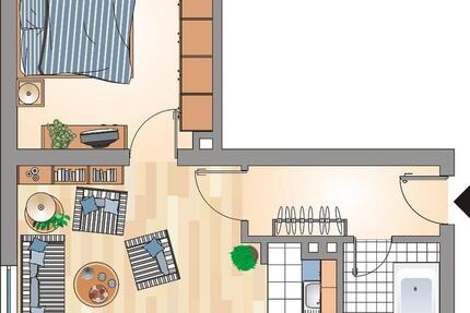 Wohnung Recklinghausen Grullbad - 2.5 Zimmer, 49 m&sup2;, 205&euro; | Angebot:25261751