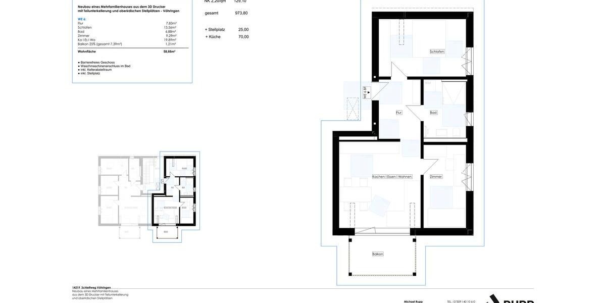 Etagenwohnung Vöhringen - 2 Zimmer, 59 m&sup2;, 845&euro; | Angebot:25879354