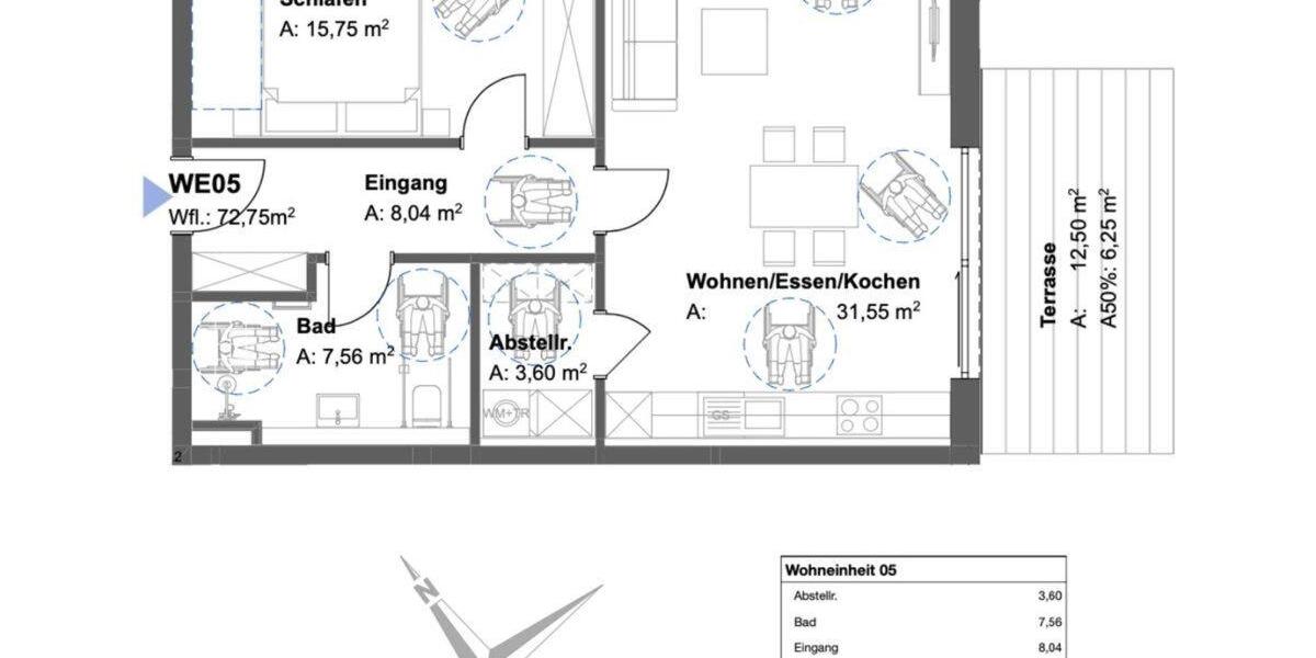 Erdgeschoßwohnung Bad Griesbach im Rottal - 2 Zimmer, 73 m&sup2;, 890&euro; | Angebot:26394293