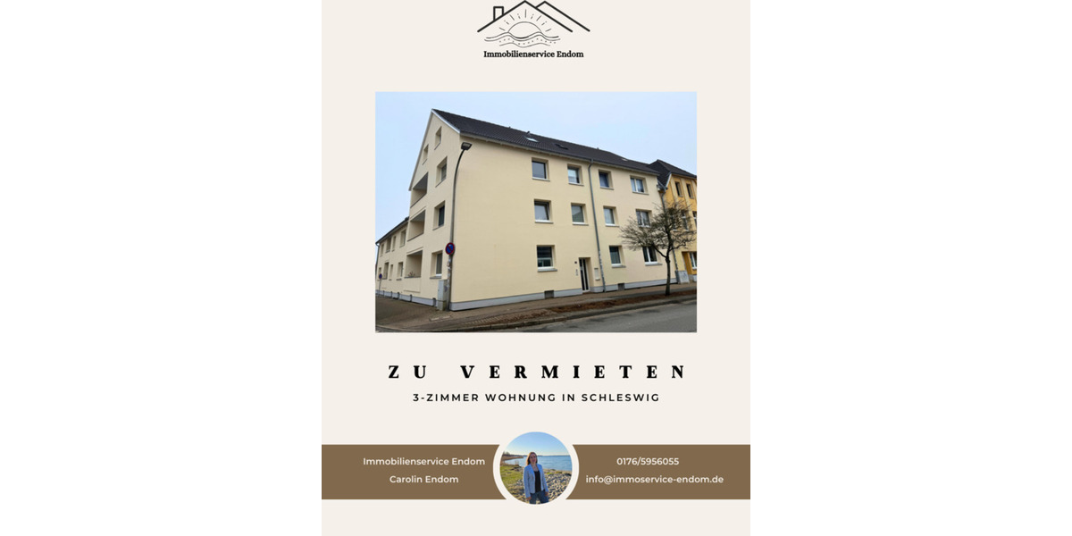 Etagenwohnung Schleswig - 3 Zimmer, 60 m&sup2;, 519&euro; | Angebot:25252771