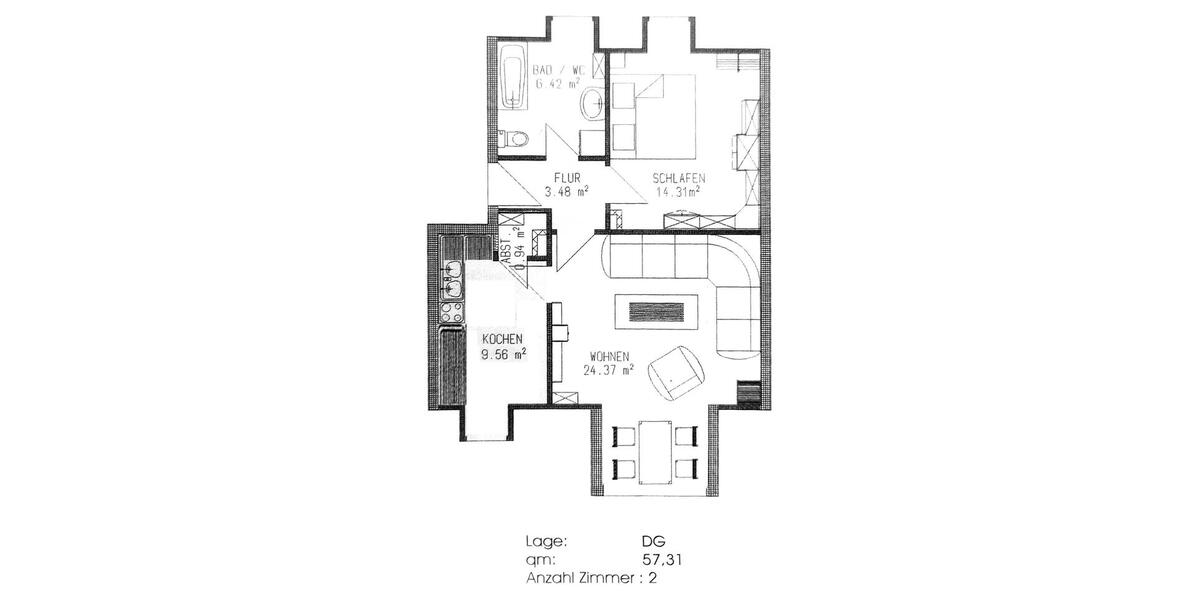 Dachgeschoßwohnung Bogen - 2 Zimmer, 57 m&sup2;, 600&euro; | Angebot:26261914