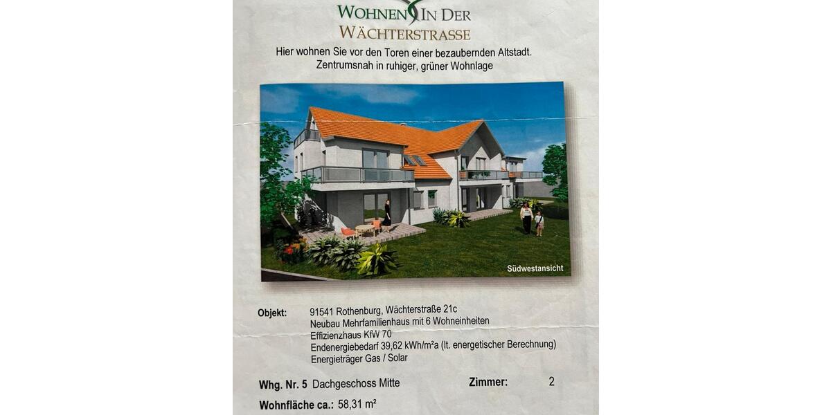 Wunderschöne 2 Zimmer Dachgeschosswohnung in Rothenburg 2 zimmer