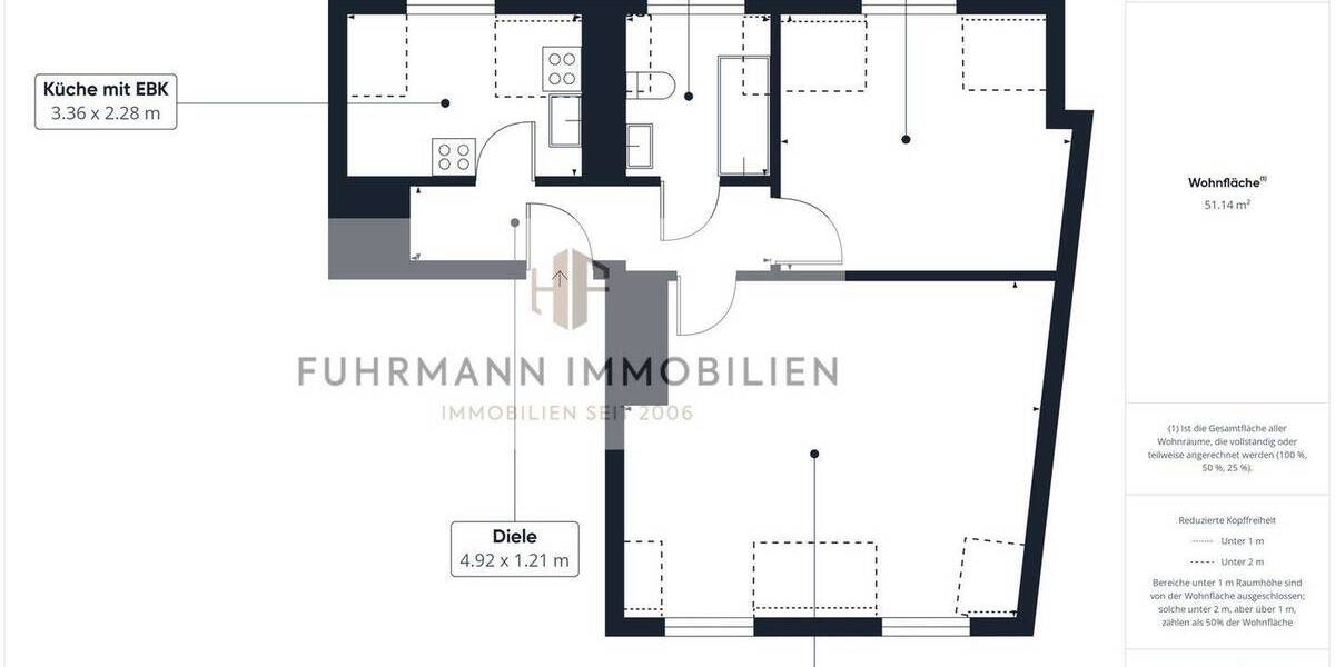 Etagenwohnung Saarbrücken Alt-Saarbrücken - 2 Zimmer, 51 m&sup2;, 485&euro; | Angebot:25926647