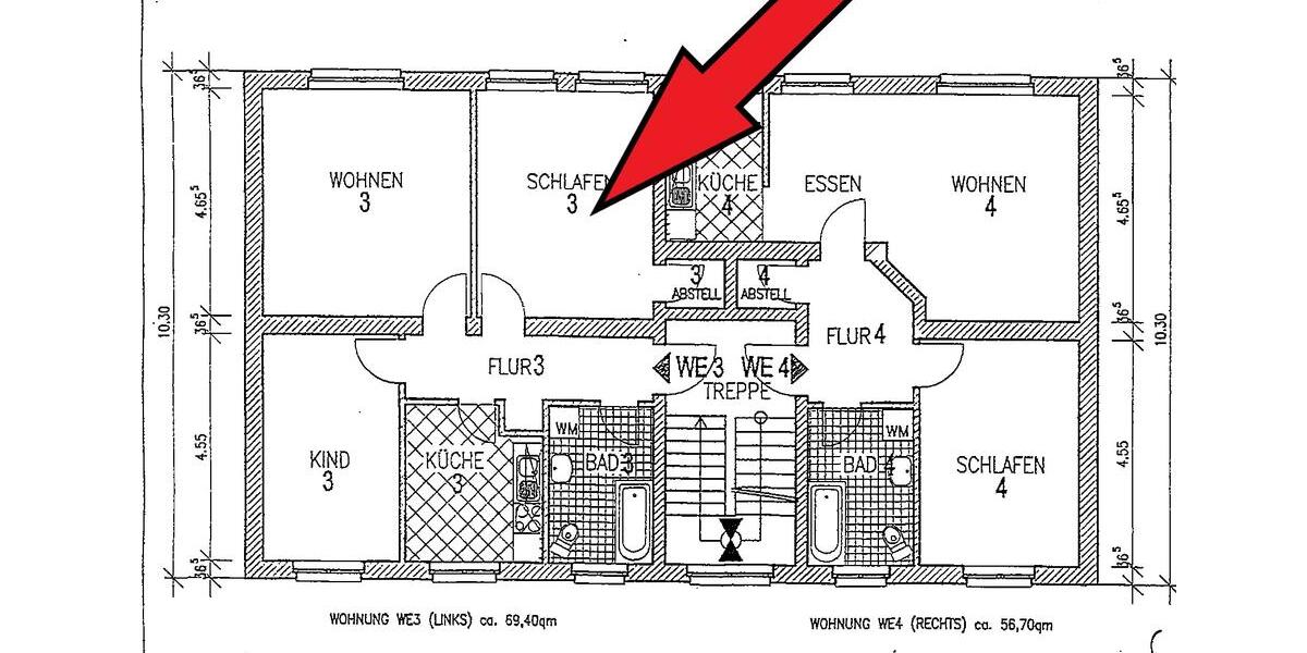 Etagenwohnung Rostock - 3 Zimmer, 68 m&sup2;, 749&euro; | Angebot:24670386