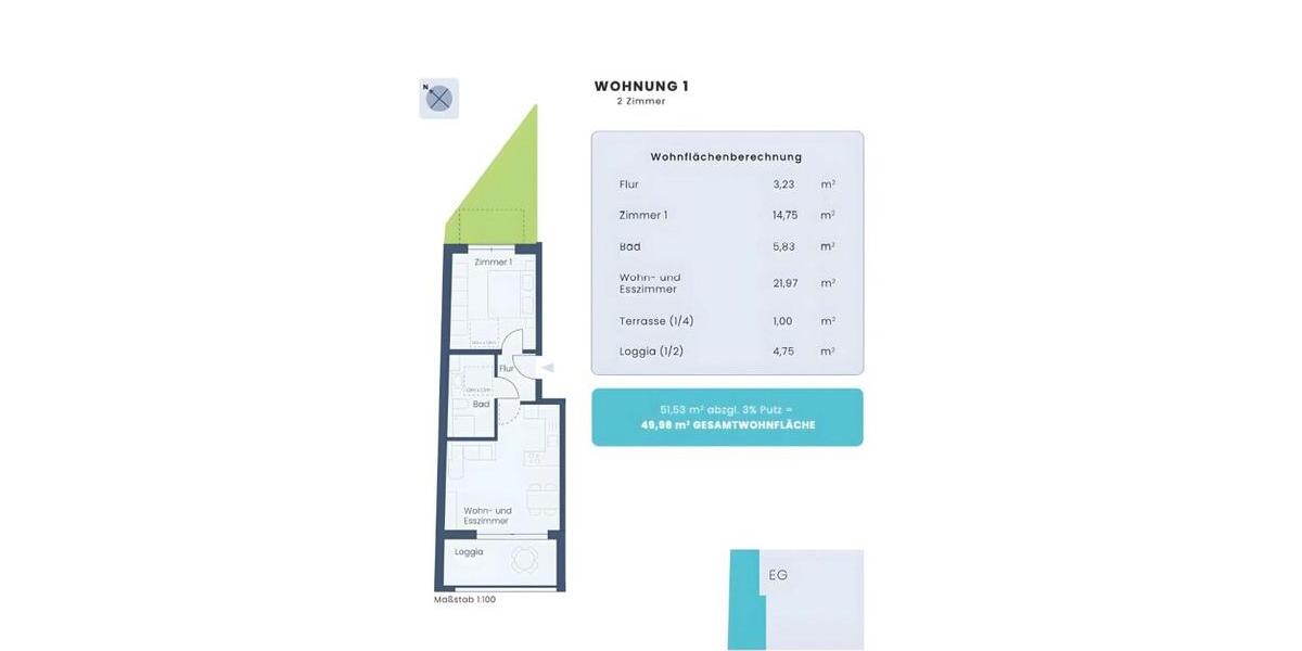 Erdgeschoßwohnung Vaihingen an der Enz - 2 Zimmer, 50 m&sup2;, 800&euro; | Angebot:26504225