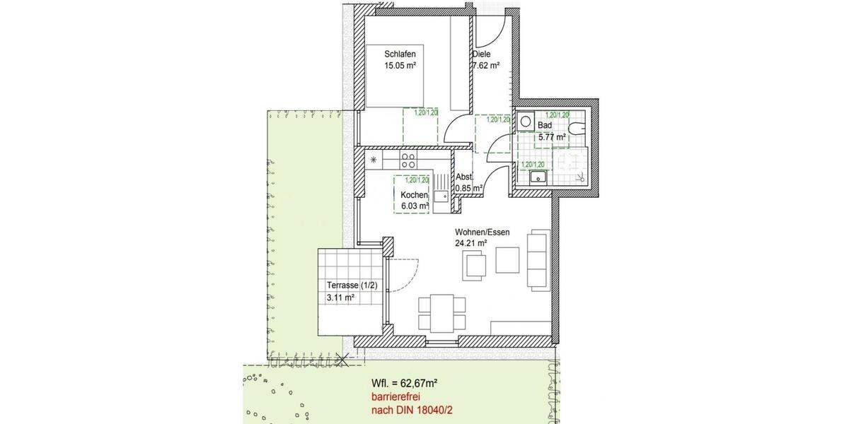 Erdgeschoßwohnung Schwabmünchen - 2 Zimmer, 63 m&sup2;, 1.130&euro; | Angebot:26254460