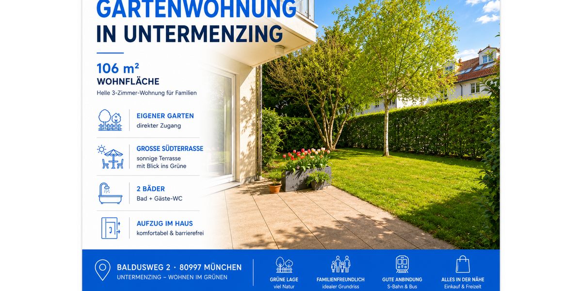 Etagenwohnung München Allach-Untermenzing - 3 Zimmer, 106 m&sup2;, 2.800&euro; | Angebot:26657888