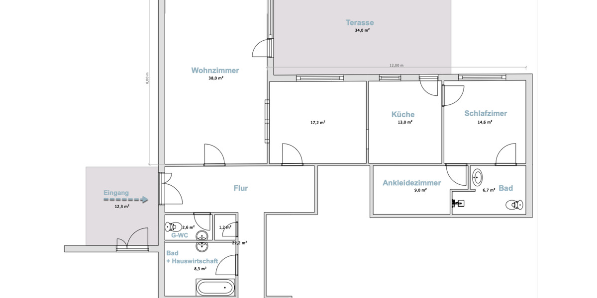 Erdgeschosswohnung für Paare mit Terrasse & Garten 4 zimmer