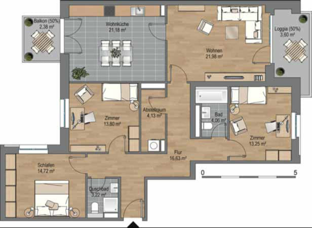 Etagenwohnung Frankfurt am Main Gallus - 4 Zimmer, 119 m&sup2;, 1.780&euro; | Angebot:26107447