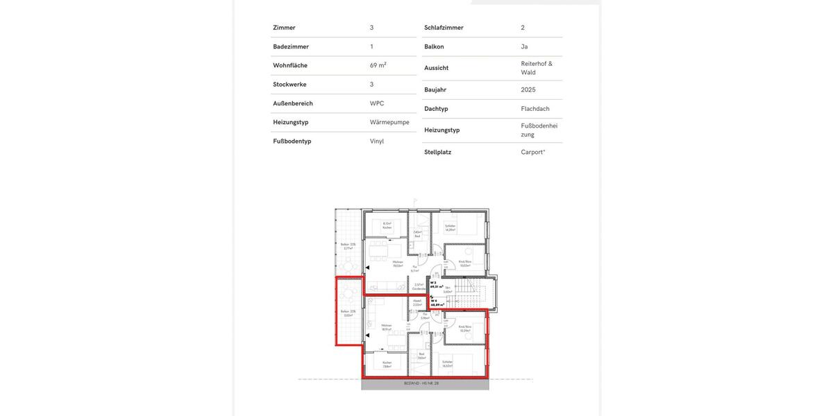 Etagenwohnung Barntrup - 3 Zimmer, 69 m&sup2;, 990&euro; | Angebot:24770705