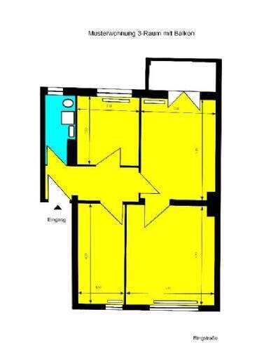 Etagenwohnung Forst (Lausitz) Forst-Stadt - 3 Zimmer, 51 m&sup2;, 337&euro; | Angebot:25732876