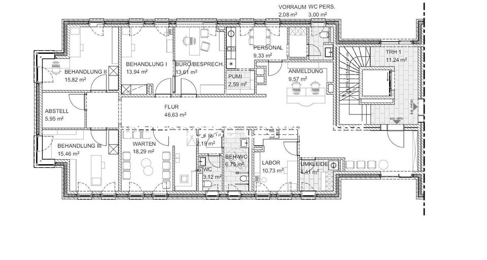 Gewerbe Praxisräume mit Personenaufzug in Friedeburg - Neubau zimmer