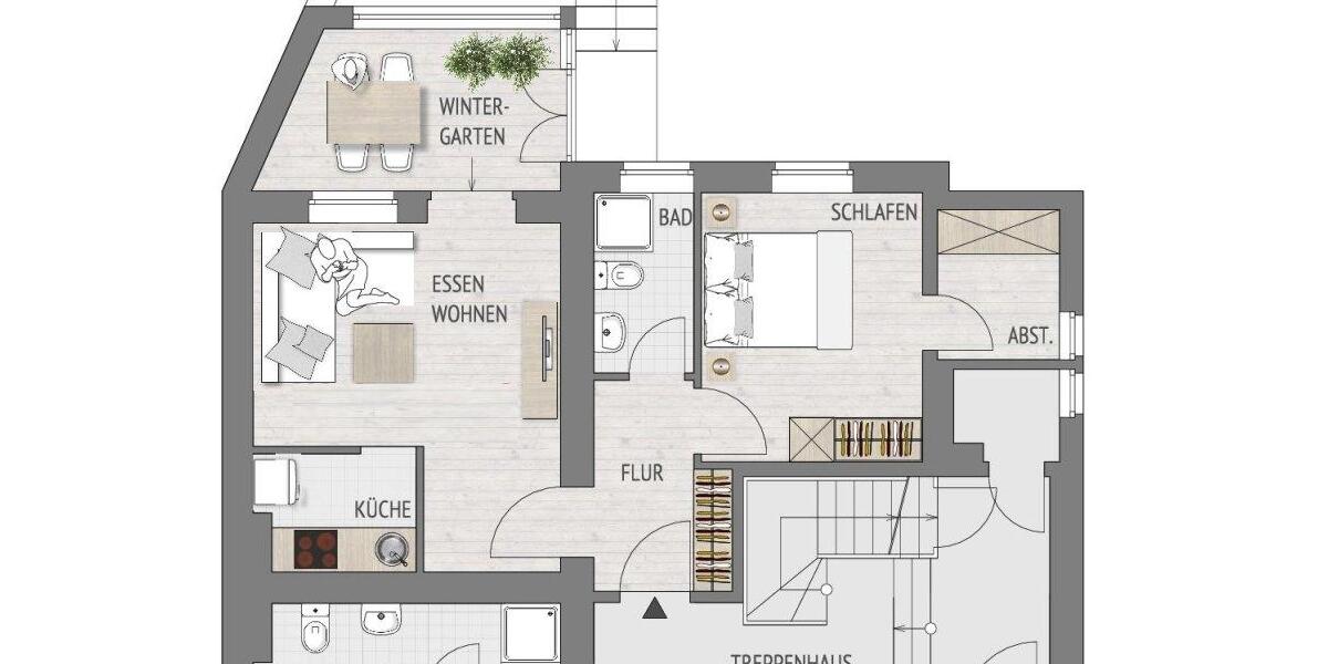 Erdgeschoßwohnung Kirn - 2.5 Zimmer, 51 m&sup2;, 430&euro; | Angebot:26664229