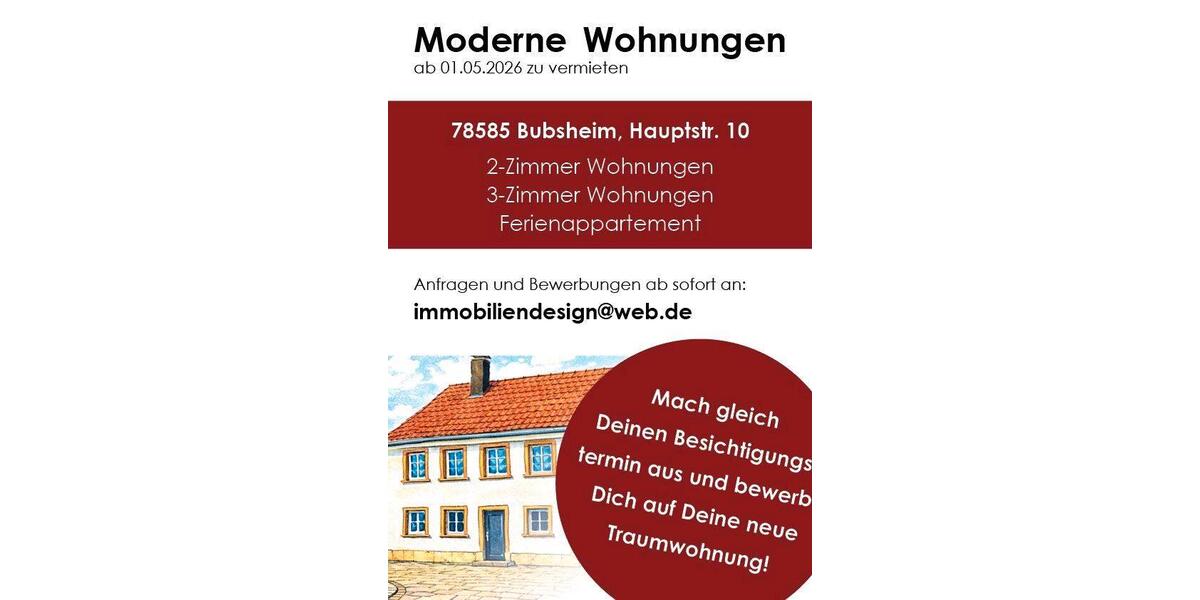 Etagenwohnung Zimmern ob Rottweil - 2 Zimmer, 420 m&sup2;, 490&euro; | Angebot:26183202