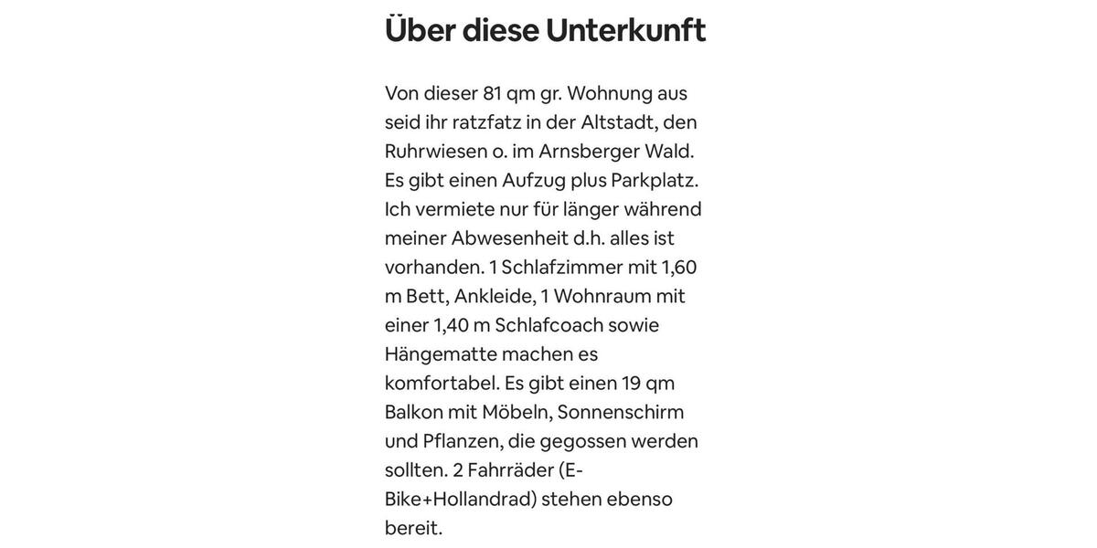 Wohnen auf Zeit Arnsberg Obereimer - 2 Zimmer, 81 m&sup2;, 1.890&euro; | Angebot:24756919