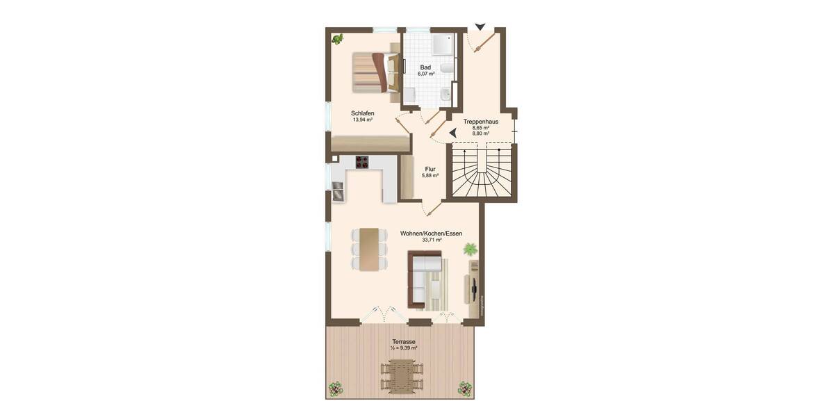 Etagenwohnung Regensburg Westenviertel - 2 Zimmer, 69 m&sup2;, 1.460&euro; | Angebot:26276616