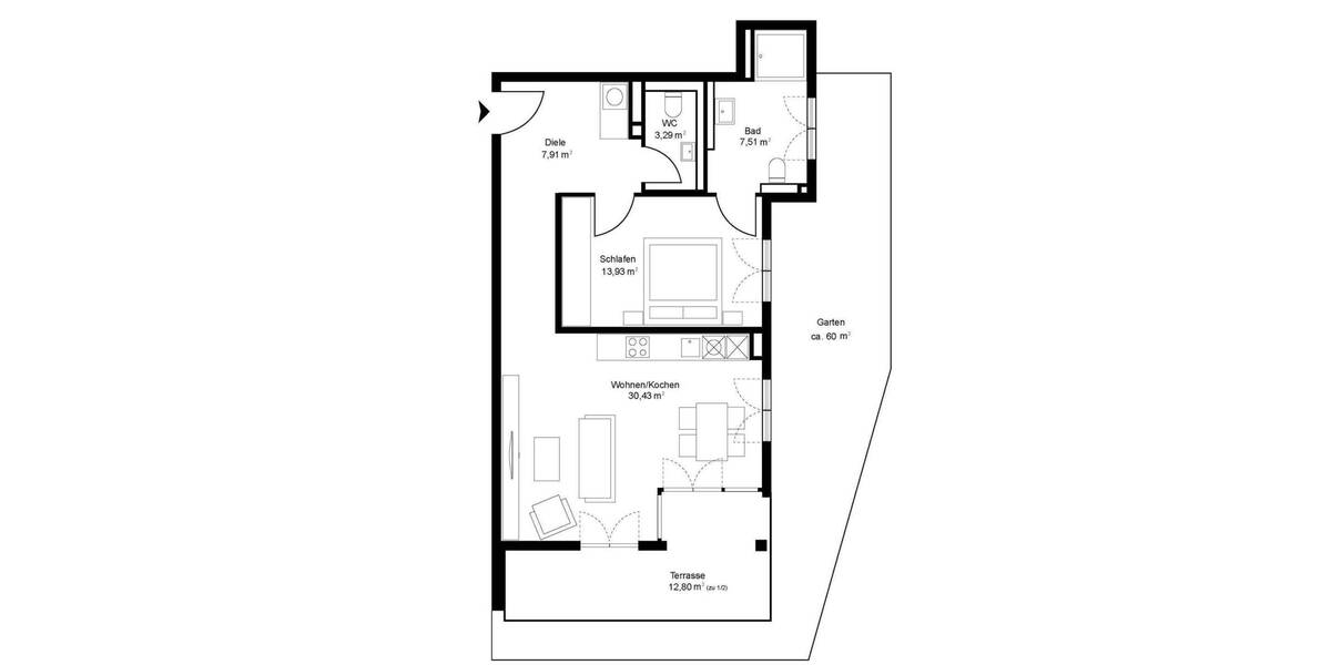 Etagenwohnung München Thalk.Obersendl.-Forsten-Fürstenr.-Solln - 2 Zimmer, 69 m&sup2;, 2.400&euro; | Angebot:24858455