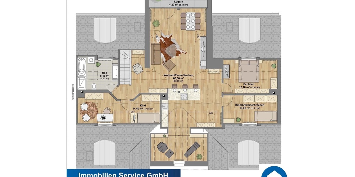 Exklusive 4-Zimmer-Wohnung - mit Einbauküche- hochwertig ausgestattet! - Maisonettenwohnung Chemnitz Kapellenberg | Angebot:26931497