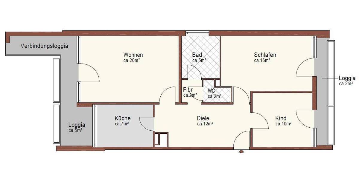 Etagenwohnung Nürnberg Langwasser - 3 Zimmer, 80 m&sup2;, 899&euro; | Angebot:26142632