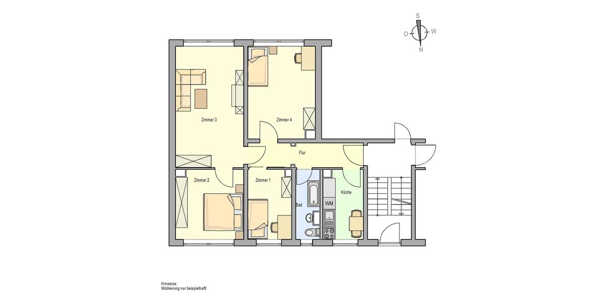 Etagenwohnung Grabow - 4 Zimmer, 74 m&sup2;, 480&euro; | Angebot:24148900