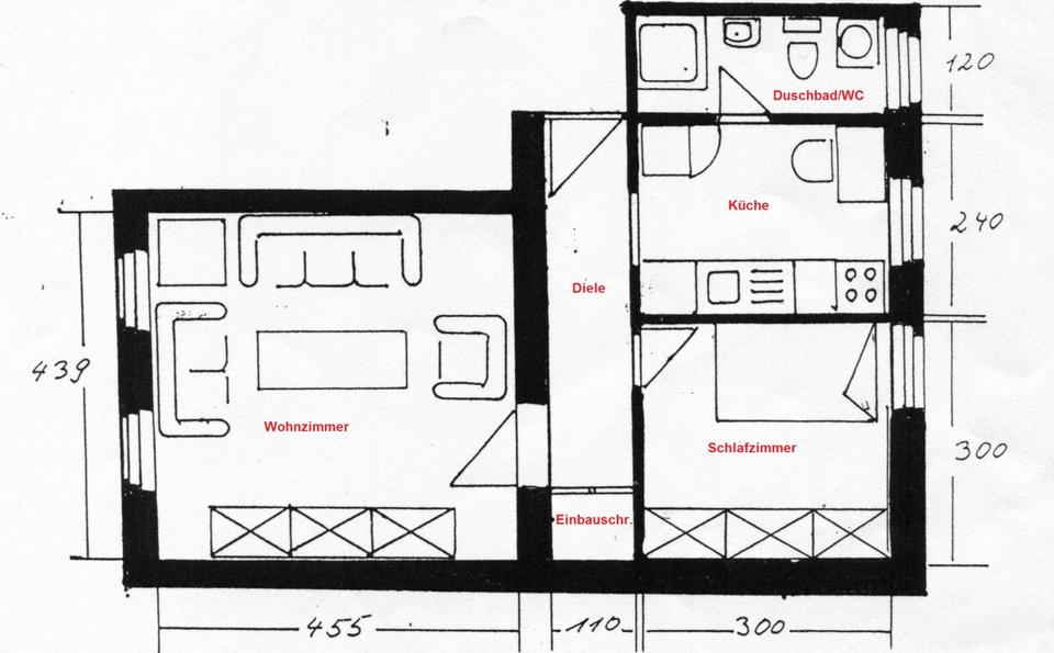 Etagenwohnung Bernburg (Saale) - 2 Zimmer, 45 m&sup2;, 295&euro; | Angebot:26698377