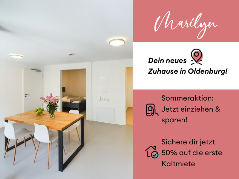 AKTION 50% auf die 1. Kaltmiete: Schicke + möblierte Wohnung mit Balkon | Marilyn Oldenburg | Suite