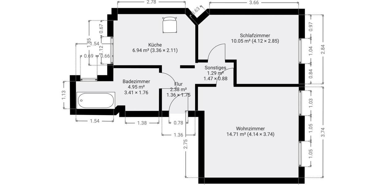 Etagenwohnung Köln Kalk - 1.5 Zimmer, 40 m&sup2;, 950&euro; | Angebot:26677971