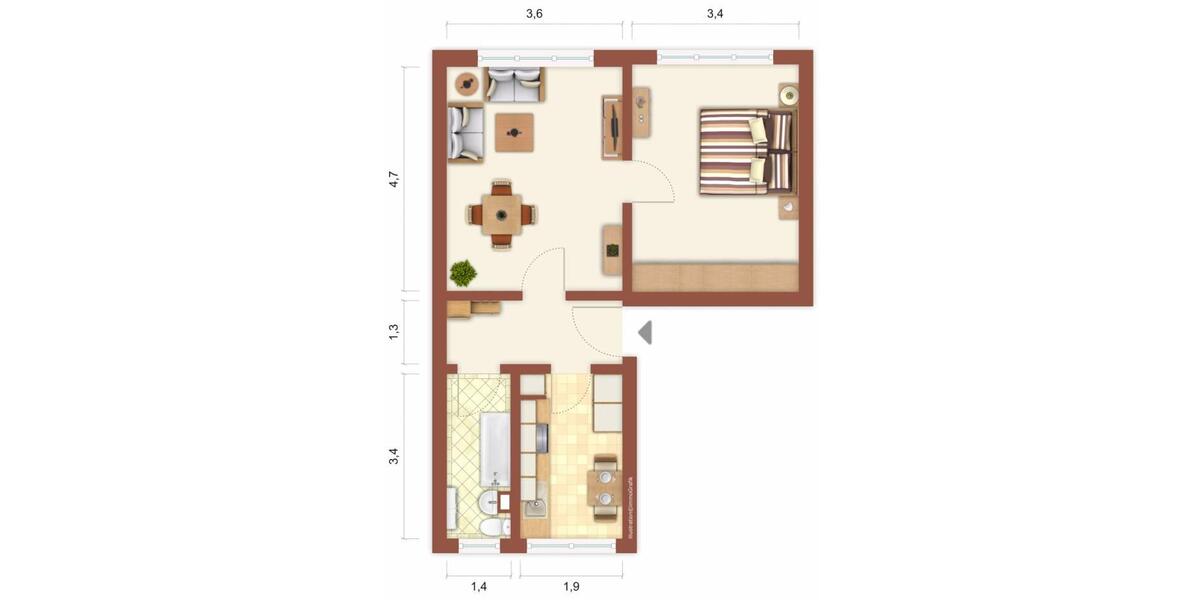 Etagenwohnung Suhl Aue 1 - 2 Zimmer, 47 m&sup2;, 330&euro; | Angebot:26181170