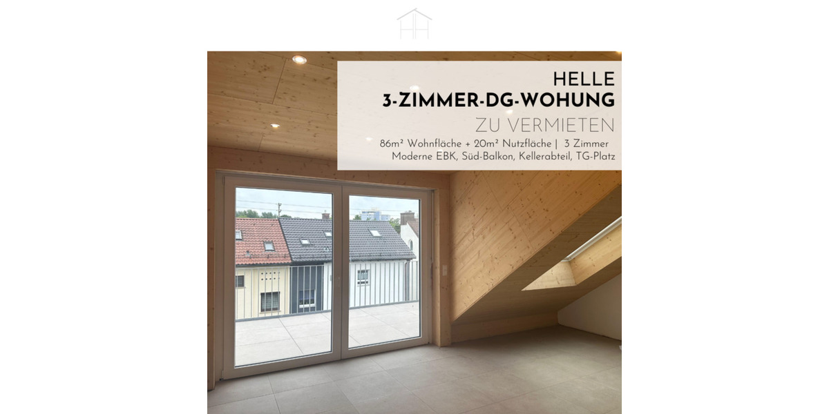 Dachgeschoßwohnung Esslingen am Neckar Pliensauvorstadt - 3 Zimmer, 86 m&sup2;, 1.350&euro; | Angebot:25216163