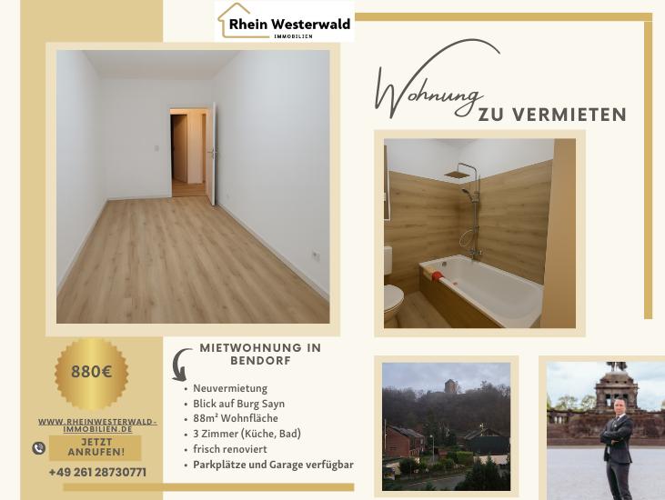 Frisch sanierte 3-Zimmer-Wohnung mit Blick auf Burg Sayn in Bendorf 3 zimmer