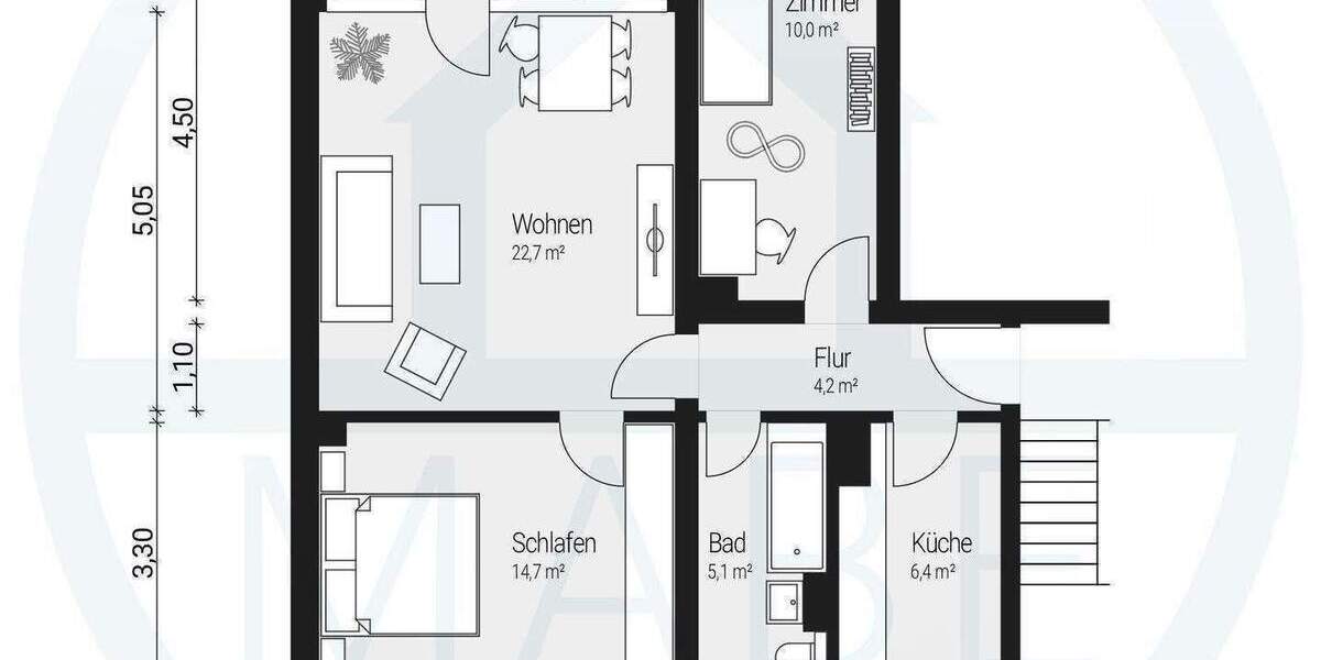Etagenwohnung Görlitz Hagenwerder - 3 Zimmer, 65 m&sup2;, 442&euro; | Angebot:26751484