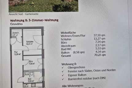 Wohnung Tübingen Lustnau - 3 Zimmer, 70 m&sup2;, 1.215&euro; | Angebot:24798694