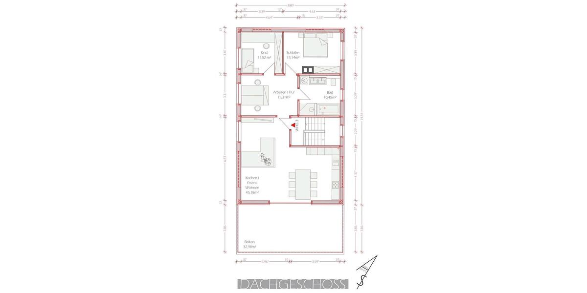 Penthouse Wohnung mit Dachterrasse - direkt am Fluss 5 zimmer